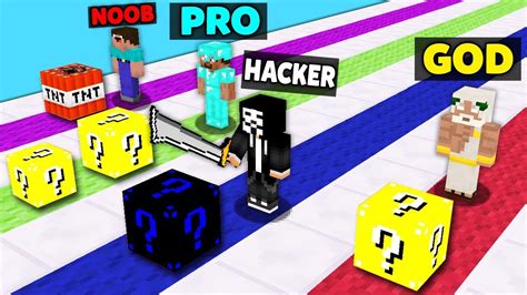 Minecraft Battle Noob Vs Pro Vs Hacker Vs God Super Lucky Block Race