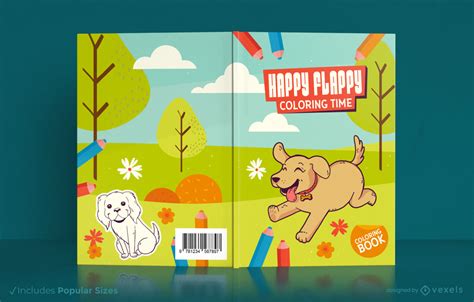 Happy Dog Running Book Cover Design Vector Download