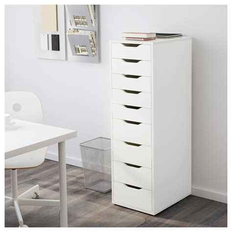 As you probably know, linnmon top is almost empty inside (is full with a paper homecomb) and does not have enough strength to use screws (except on corners). IKEA - ALEX Drawer unit with 9 drawers white | Ikea craft ...