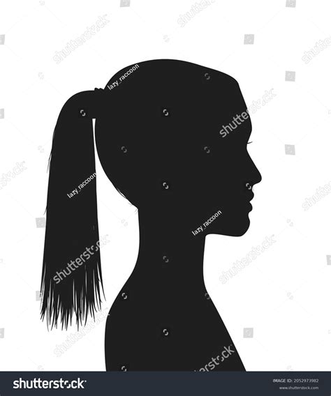 Silhouette Young Woman Ponytail Hairstyle Stock Vector Royalty Free