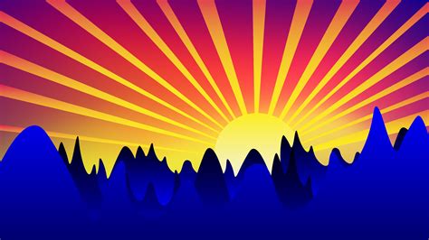 Download Wallpaper 5920x3330 Sunrise Art Mountains Vector Hd Background