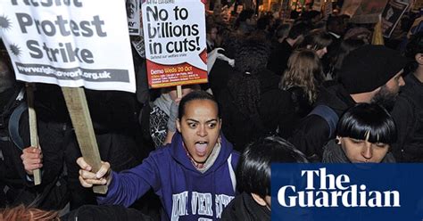 demonstrators protest against government cuts politics the guardian