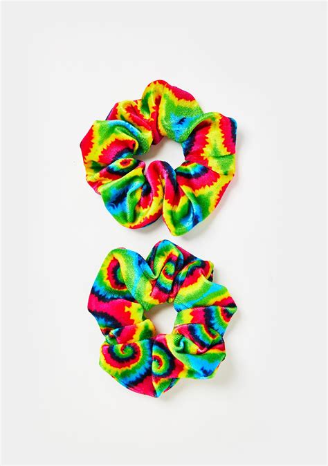 Elastic Hair Scrunchies Set Rainbow Tie Dye Dolls Kill