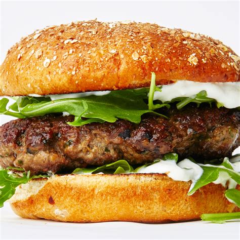 Lamb Burgers With Yogurt Sauce And Arugula Recipe Bon App Tit