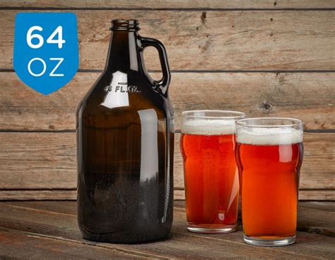 64oz Amber Glass Growlers In Cases