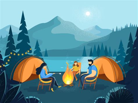 Camping At Night By Svitlana Holovei On Dribbble