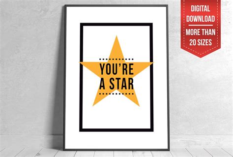 Youre A Star Quote Poster Motivational Quote Wall Art Etsy