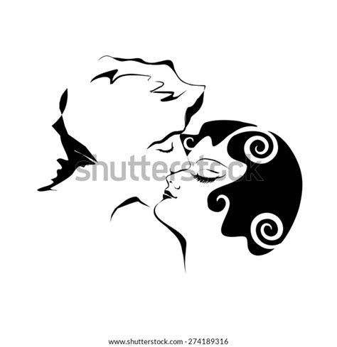 Vector Drawing Amour Tender Kiss Loving Stock Vector Royalty Free