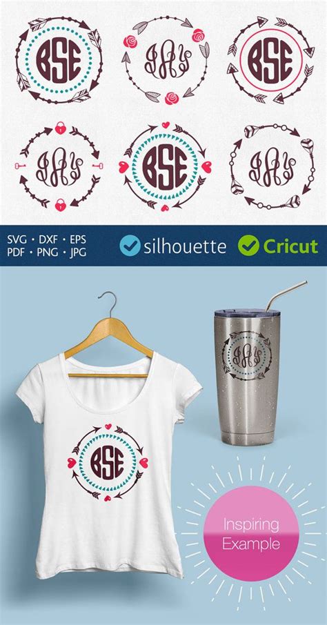 Arrow Monograms Svg Circle Frame For Cricut Download Svg Files Round