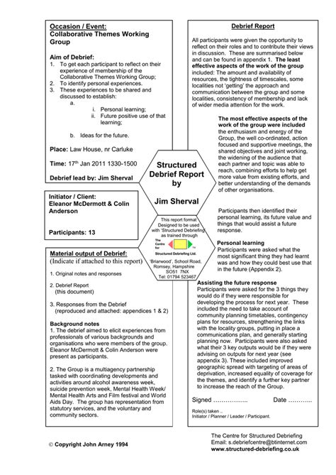 Debriefing Report Template Professional Templates Professional