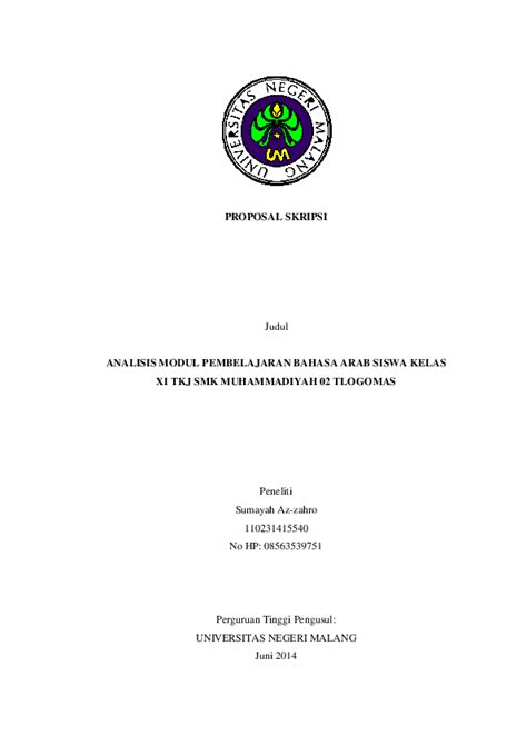 Contoh Proposal Skripsi Universitas Negeri Malang