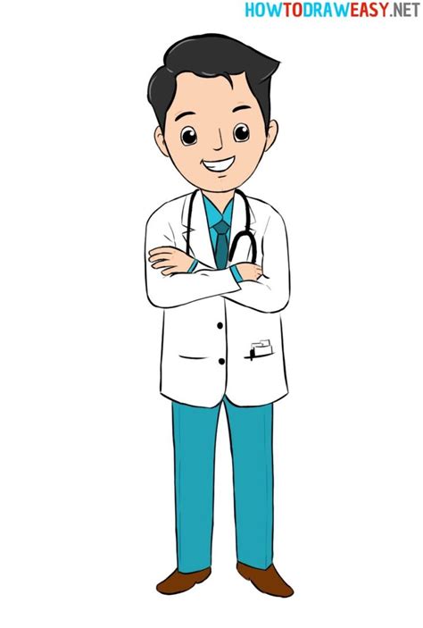 A Cartoon Doctor Is Standing With His Arms Crossed