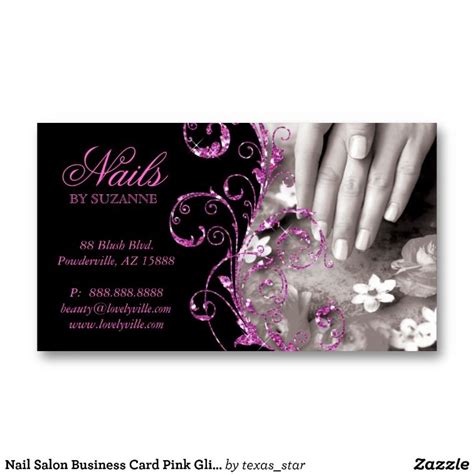 Nail Salon Business Card Pink Glitter Makeup Business Cards Salon Business Cards Business Card