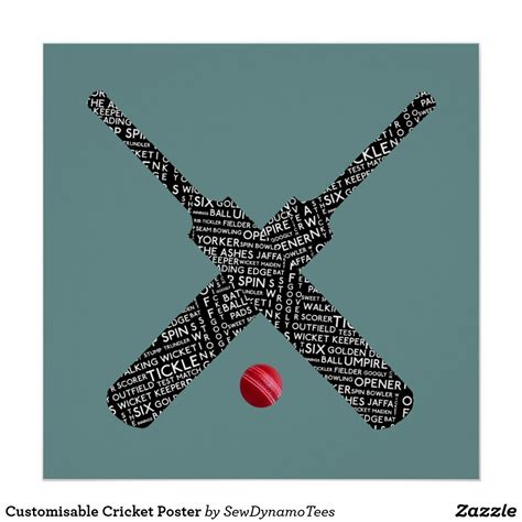 Customisable Cricket Poster | Zazzle.co.uk | Cricket poster, Poster, Fan poster