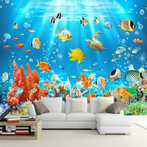 3d Kids Wallpaper Mural Underwater World Fish And Coral