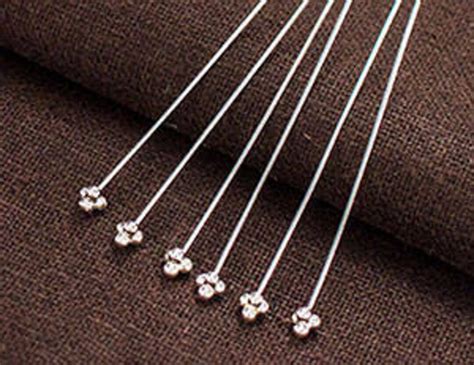 20 Of 925 Sterling Silver Head Pins 50 Mm 25 Awg Th1993 Etsy