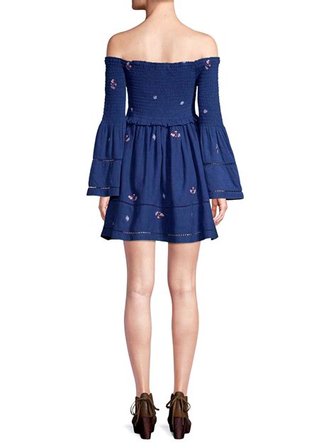 Free People Free People Navy Counting Daisies Embroidered Off The