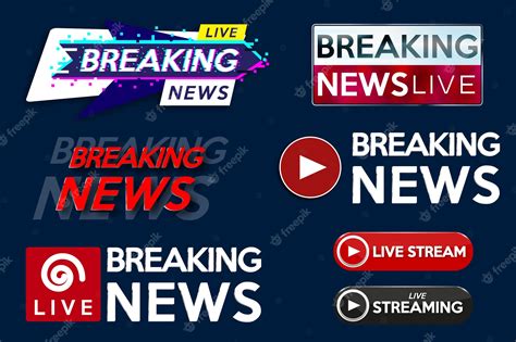 Premium Photo Set Banner For Breaking News Template Title On Blue