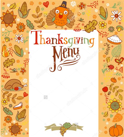Printable Thanksgiving Menu Template Free