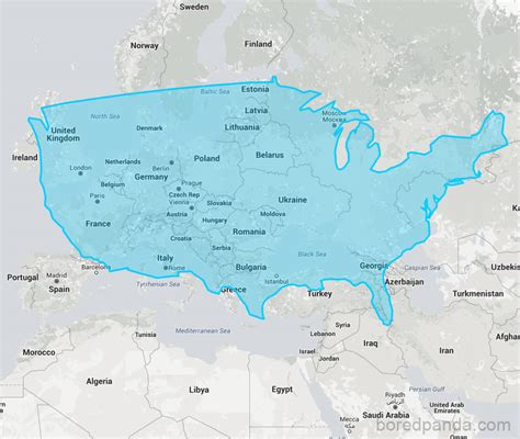Map Of Us Vs Europe Topographic Map Of Usa With States