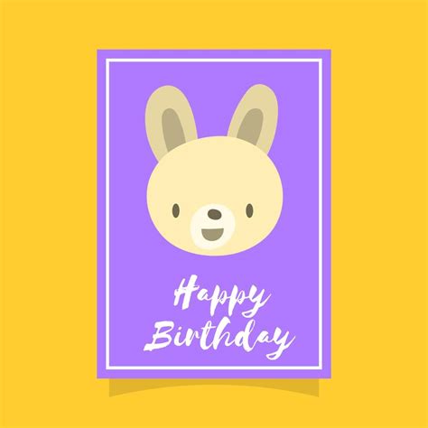 Flat Cute Rabbit Happy Birthday Animal Greetings Vector Template 562442