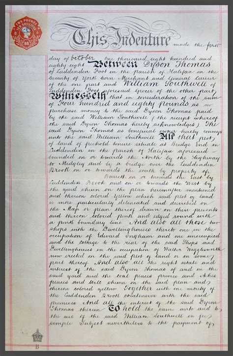 Sample Late Victorian Property Conveyance Ancestral Deeds