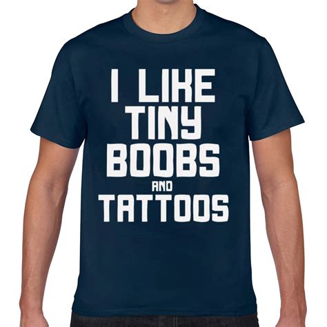 tops t shirt men new design i like tiny boobs and tattoos super humor white geek print male