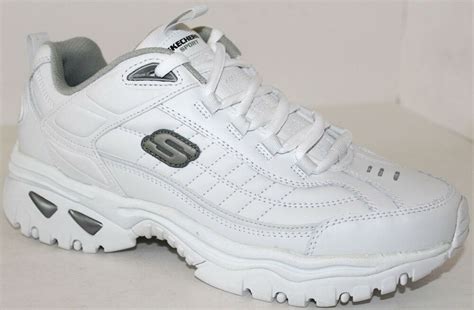 Skechers Energy After Burn White Leather Mens Casual Athletic Shoe Nwd