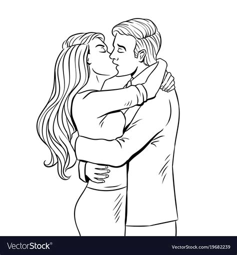 Kissing Couple Coloring Book Royalty Free Vector Image
