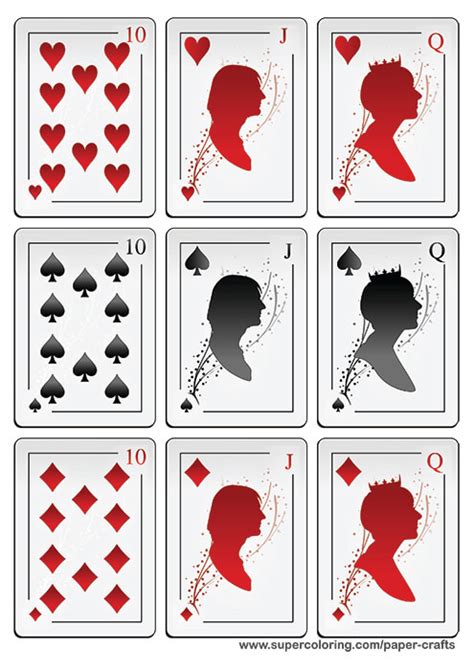 Deck Of Playing Cards With Silhouettes Printable Template With Template