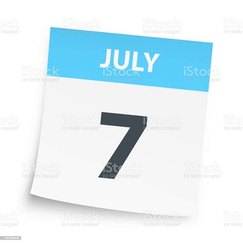 July 7 Daily Calendar On White Background Stock Illustration Download