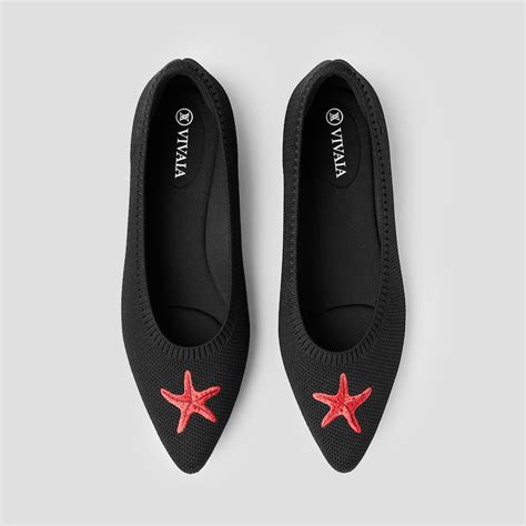 Aria5° The Inspiration Pointed Toe Ballet Flats In Black Starfish Vivaia
