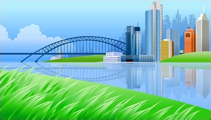 City at night simple vector illustration, city clipart, architecture, away png and vector with transparent background for free download. River in the city clipart - Clipground