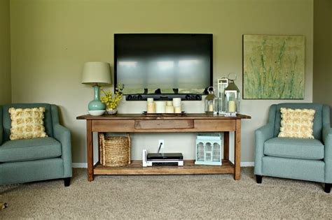 Ideal for adding instant visual character to your living room, dining room, or foyer, this console table is crafted of. Like the look - but do I want to hang the TV on the wall??? | Simple living room designs, Living ...