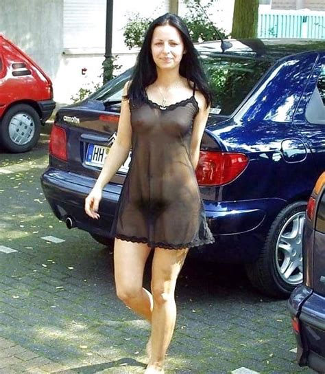 Carelessinpublic Almost Nude In Her Transparent Dress In A Car Park