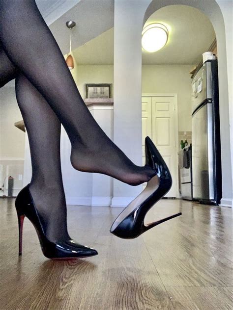 it s never too warm to wear a nice pair of nylons and heels ️ black stiletto heels black high