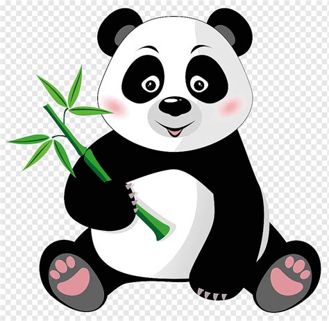Panda Memegang Ilustrasi Tanaman Bambu Kartun Panda Raksasa Panda