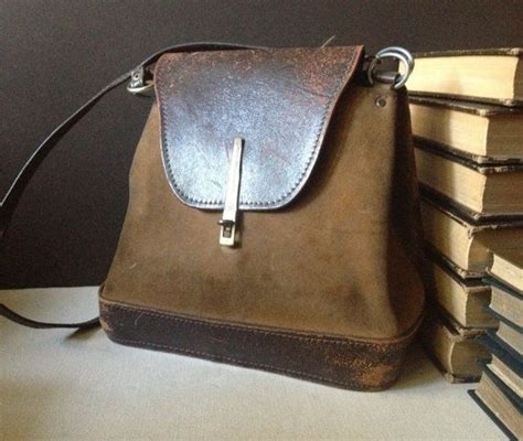 Vtg Distressed Suede And Brown Leather Handbag Backpack Etsy