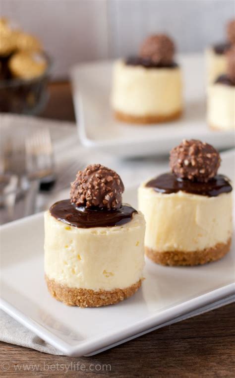 Nothing beats a delicious dessert at your christmas parties! Ferrero Rocher Mini Cheesecakes (Debra @DustJacket) | Mini cheesecakes, Mini cheesecake recipes ...