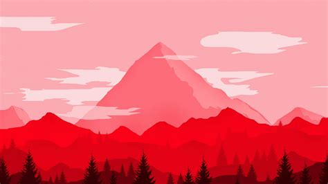 Download Red Mountains Digital Art Minimalist Wallpaper 2560x1440
