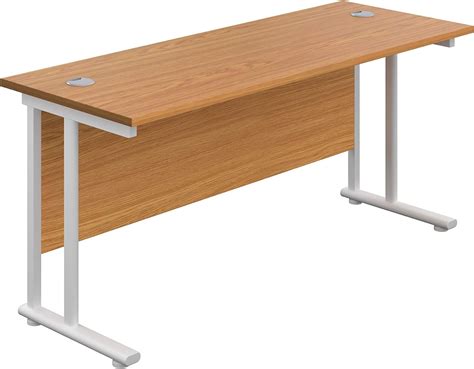 office hippo professional rectangular cantilever office desk 140 x 60 x 73 cm white frame oak