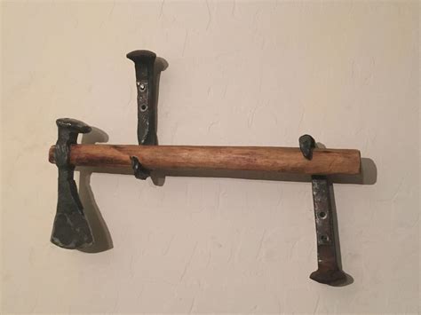 Hand Made Hand Forged Axe With Wall Mounting By Gregsmithing