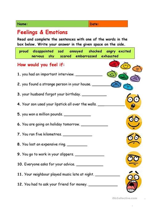 Feeling And Emotions English Esl Worksheets For Distance Learning And
