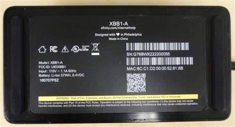 Arris Battery Backup Xbb1 Fcc Id Uidxbb1