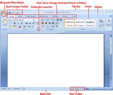 Working In The Word Environment Ms Word Tutorial