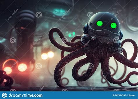 Futuristic Aliens With Tentacles 3d Illustration Of Science Fiction