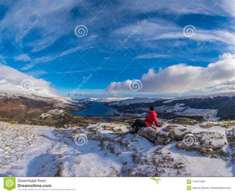 Panoramic Views Of Loch Tay From Above Killin Winter Scotland Stock