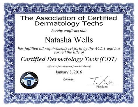 Congratulations To Natasha Wells The Association Of Certified Dermatology Techs