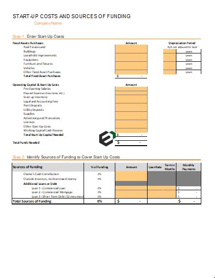 Download Free Startup Cost And Funding Projection Template In Excel
