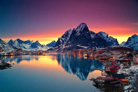 Midnight Sun In Lofoten Norway Photo One Big Photo